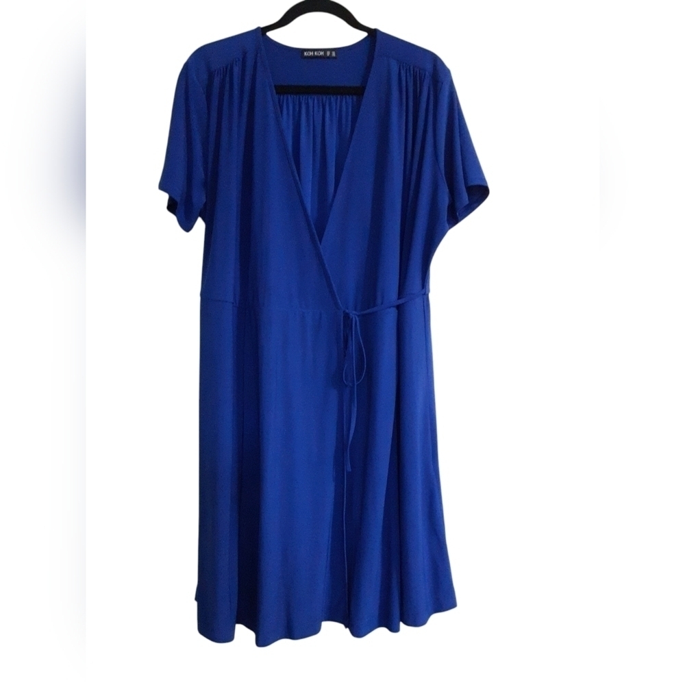 Kohkoh true wrap dress women 3XL royal Bleu Jersey-Knit event office casual y2k